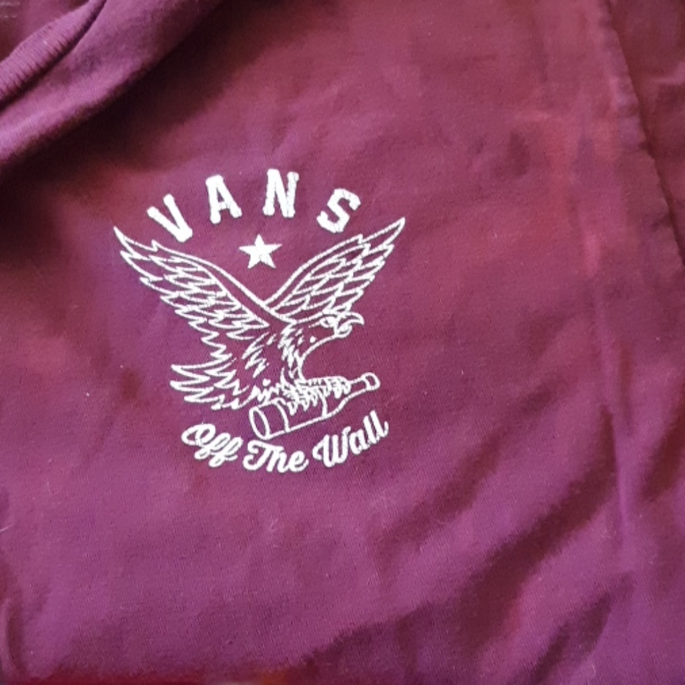Womens Sz Small Kick Back VANS Original Vintage Tshirt Cotton Maroon Classic T